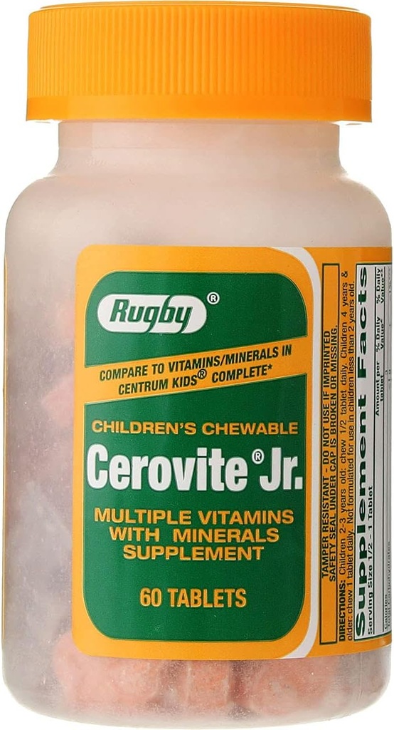 ラグビーCerovite Jr. 子供の咀嚼可能な60タブ