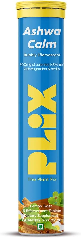 PLIX - プラトンフィックスKSM-66 Ashwagandha 300mg ストレス、気分 & ビタミンD3&ブラフミとエネルギーサポート - 15 ビーガン、非GMO、グルテンフリーのタブレット、1のパック