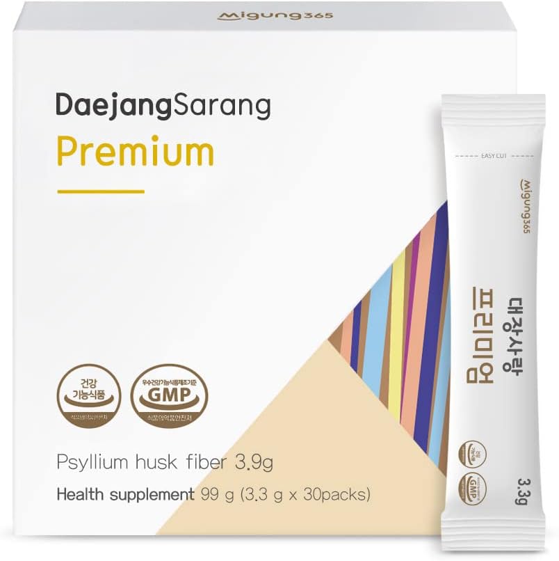 Daejang Sarang (Premium、30の棒) - 消化の健康及び便秘の救助のためのPsylliumの殻の食事療法繊維の補足。 植物ベースの自然な原料、穏やかな方式4,960mg。