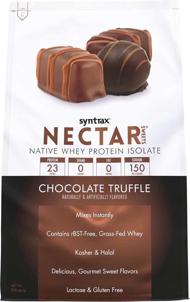 Syntrax Nutrition Nectar Sweets, 100% Whey Isolate Protein Powder, Chocolate Truffle, 2 lbs