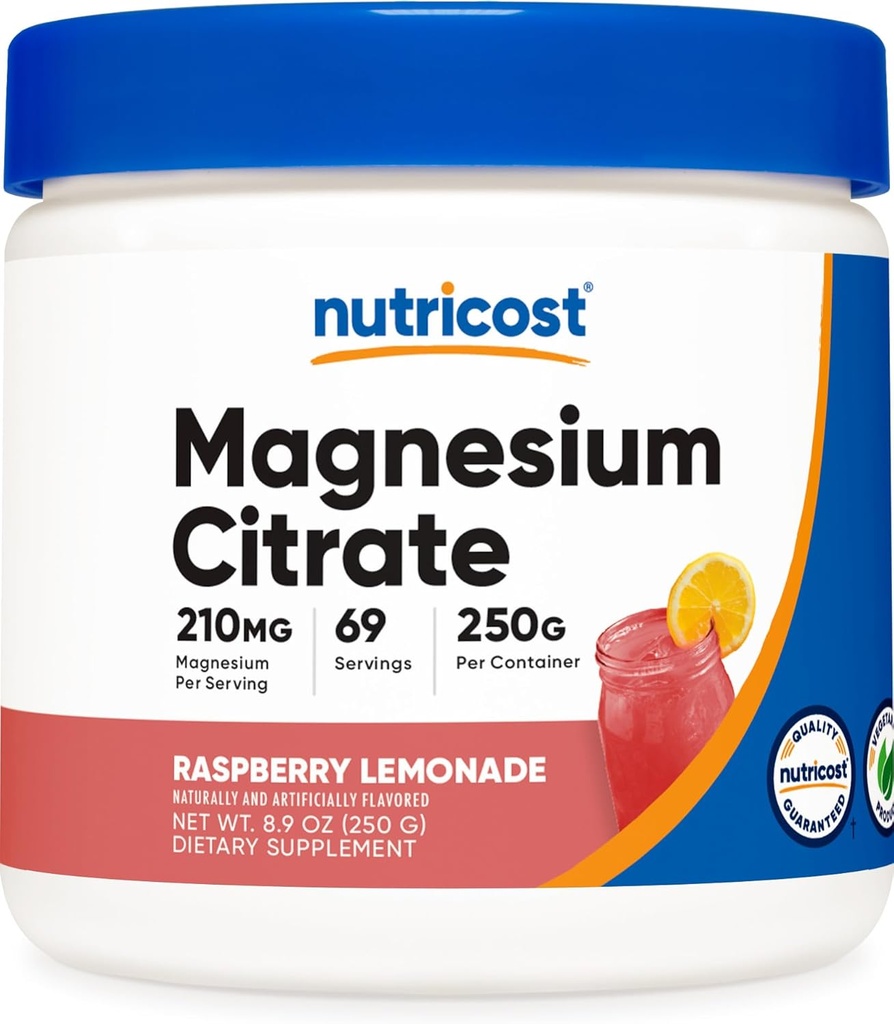 Nutricostのマグネシウムのクエン酸塩の粉(ラズベリーLemonade、250グラム)