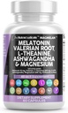 きれいなNutraceuticalsのMelatonin 10mgのValerian Root Lテアニン200mgのアシュワガンダ-マグネシウムの複合体、レモン バルム、カモミールおよび情熱の花が付いている女性及び人のための睡眠サポート- 60の帽子