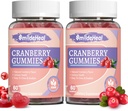Cranberry Gummies 1000mg、D-Mannose 250mg、女性のプロバイオティックグミー、尿路の健康、クランベリー味、GMOなし、60カウント(パッケージ2)