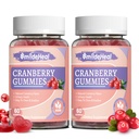 Cranberry Gummies 1000mg、D-Mannose 250mg、女性のプロバイオティックグミー、尿路の健康、クランベリー味、GMOなし、60カウント(パッケージ2)