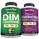 Nutrivein Premium Resveratrol カプセルおよび DIM の補足の束: 高吸収性 Resveratrol の補足および回復、バランスおよび Vitality のための DIM