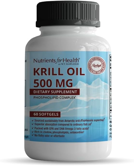 Rawleighの優れた赤いKrillオイル:60の非GMOのSoftgels、EuphasiaのSuperbaオイルの1日の1000mg、豊富なコリン、リン脂質、アスタキサンチン、EPA及びDHA Omega-3脂肪酸、中心、接合箇所、頭脳の健康のため