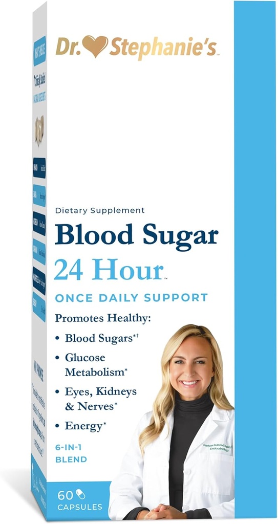 Blood Sugar 24 Hour - 6 in 1 Formula with Cinnamon, Banaba, Chromium, Milk Thistle, & More - Once Daily Supplement