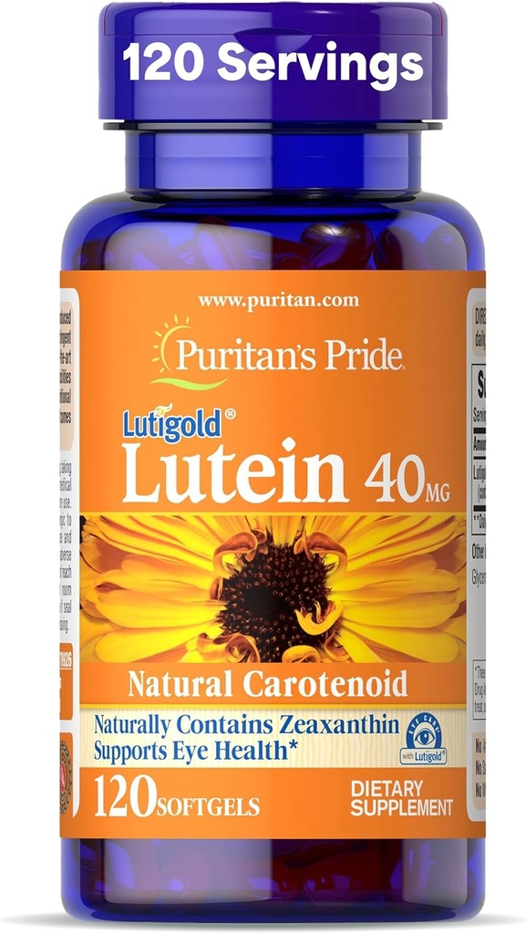 Puritan's Pride Premium LutigoldTM Lutein Carotenoid 40mgとZeaxanthin for Men and Women、Eye Healthサポートのための栄養補助食品、8ヶ月の供給、120対スワロSoftgels