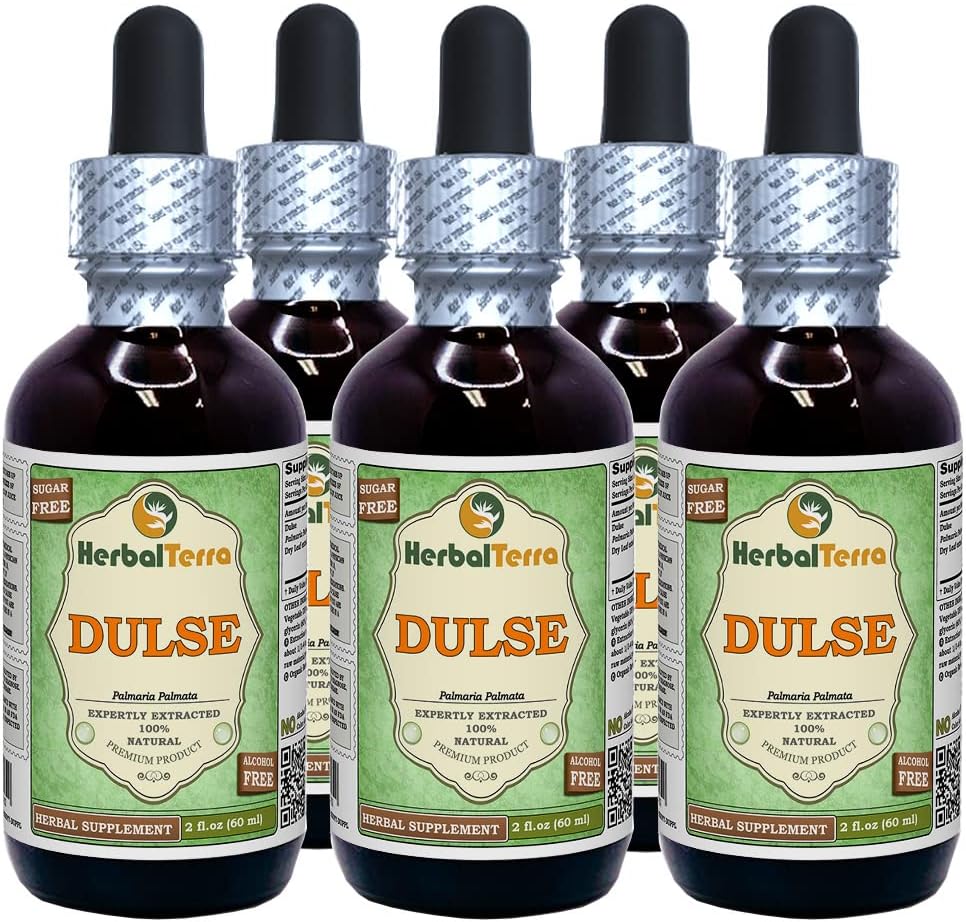 ドルス(パルマリアパルマタ)グリセライト、有機乾燥葉アルコールフリー液体エキス(ブランド名:HerbalTerra、米国製)5x2 fl.oz (5x60 ml)