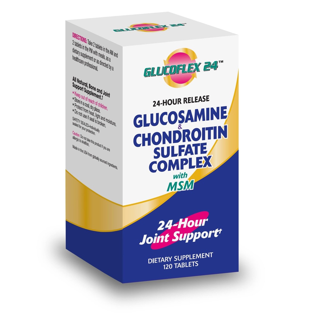 Glucoflexグルコサミン&コンドロイチン硫酸MSM、24時間ジョイントサポート、ヘルシーボン、ヘルシーモビリティ、30サービング、120カウント