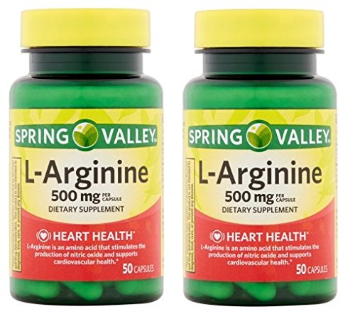 スプリングバレー:100カプセル500 Mg Ea。 L-アルギニン(パッケージ2)