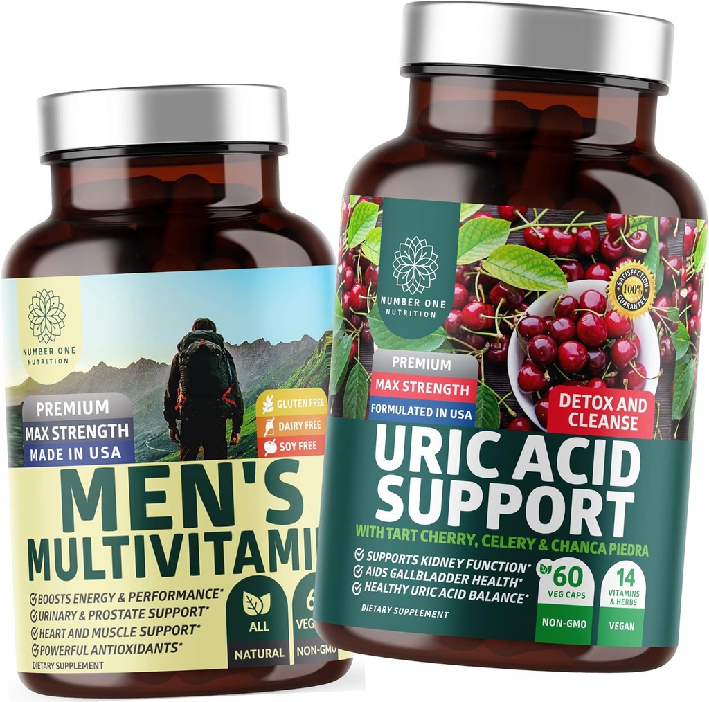数 1 つの栄養 N1N の優れた尿酸サポートおよび人の Multivitamins のエネルギー レベル、前立腺の健康および尿路面電車機能を支えるすべての自然な補足、2 つのパックの束
