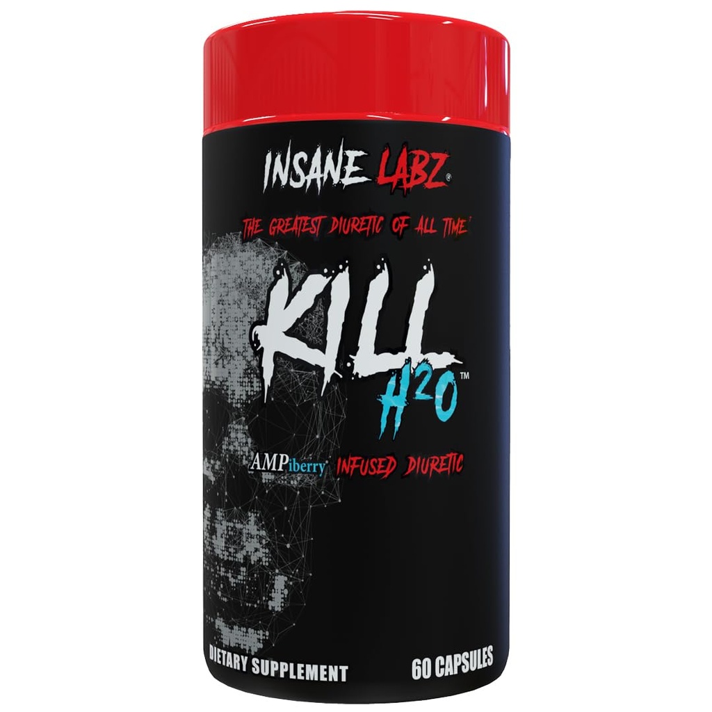 Insane LabzはH2O、AMPiberryの注入された利尿剤を殺します、Dandelionの根および緑茶のエキス、20のサービングとの水の保持そして塩水を減らします
