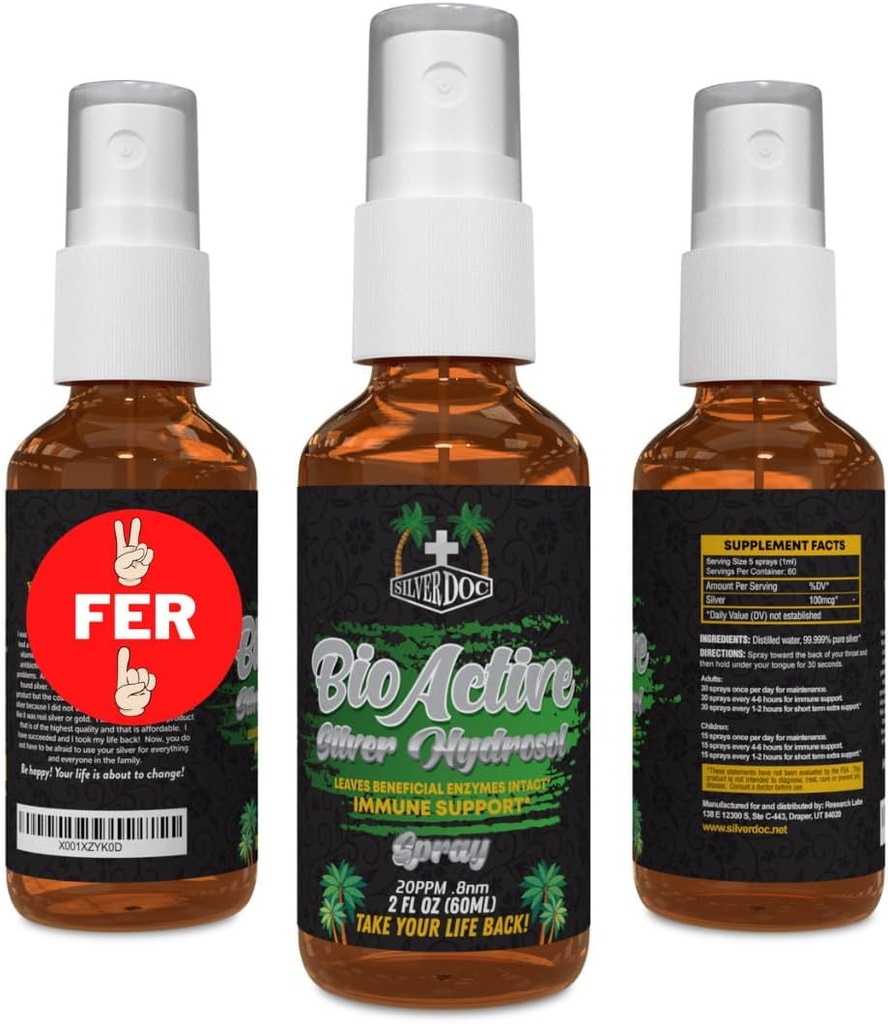 1つの販売の銀製のドックの銀のHydrosolのスプレー(2-2ozのびん)、自然な代わり及び免疫サポートのための2つは、あらゆるコロイド、SilverDocよりよく最も有効です