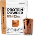 Clean Simple Eats Whey Protein Powder, Chocolate Peanut Butter Flavor Naturally Sweetened, 100% Grass Fed Protein Powder with Digestive Enzymes & No Artificial Ingredients, Gluten Free, 30 Servings