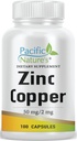 Zinc Copper Supplement (100 Capsules) with 50mg of Zinc Gluconate, 2mg of Copper Sulphate for Immune Support - Gluten Free, Non-GMO