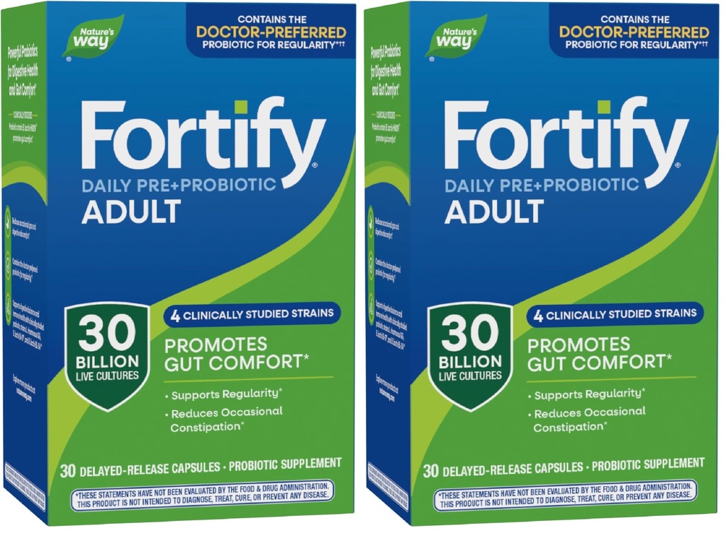 Nature's Way Fortifyデイリープレ+プロバイオティック大人の30億、免疫と消化の健康サポートのためのプロバイオティクス*、30億のライブ文化、30カプセル(パッケージ2)
