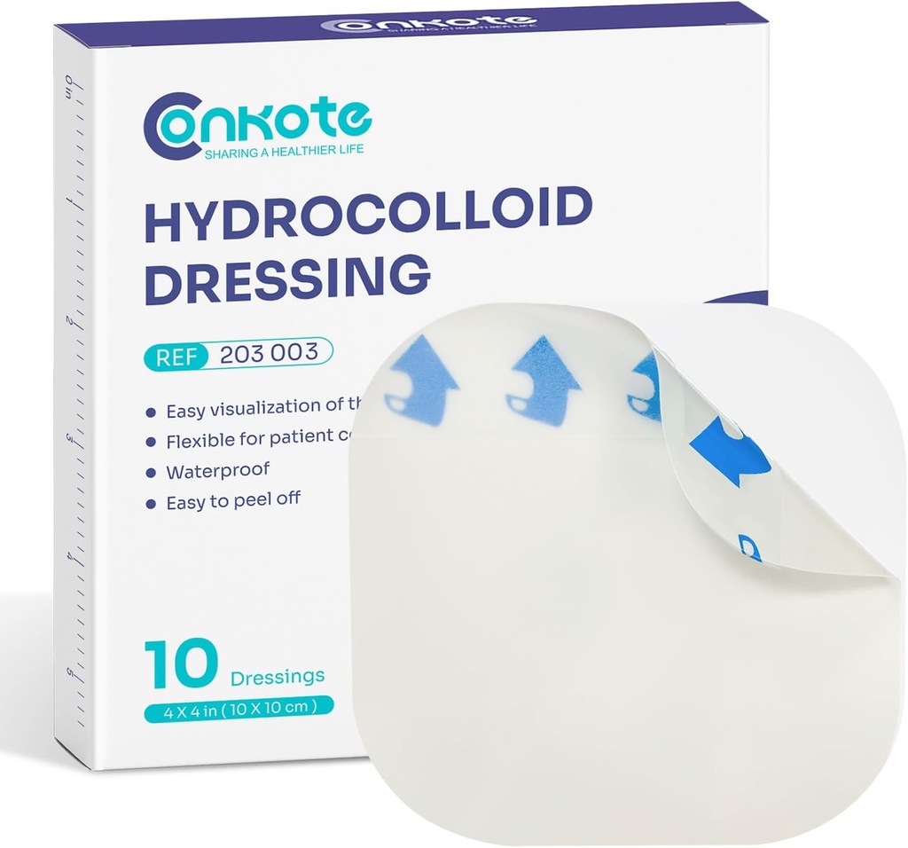 ConkoteのHydrocolloidの傷のドレッシング4" x 4」の生殖不能の薄い付着力のパッチ、10のドレッシングの箱
