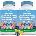 Bilberry、Lutein及びZeaxanthin、Lycopene、Resveratrol、ブドウの種のエキス、亜麻仁- AREDS 2-120のカプセルが付いている目の健康のビタミン