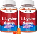 L-Lysine 1000mgグミー - 皮膚、唇、ビーガン、グルテンフリー、大人のための60Chewableリジン、ビタミンティッシュ健康&免疫システム、アミノ酸ビタミンサプリメント&コンプレックスサプリメント(2パック)