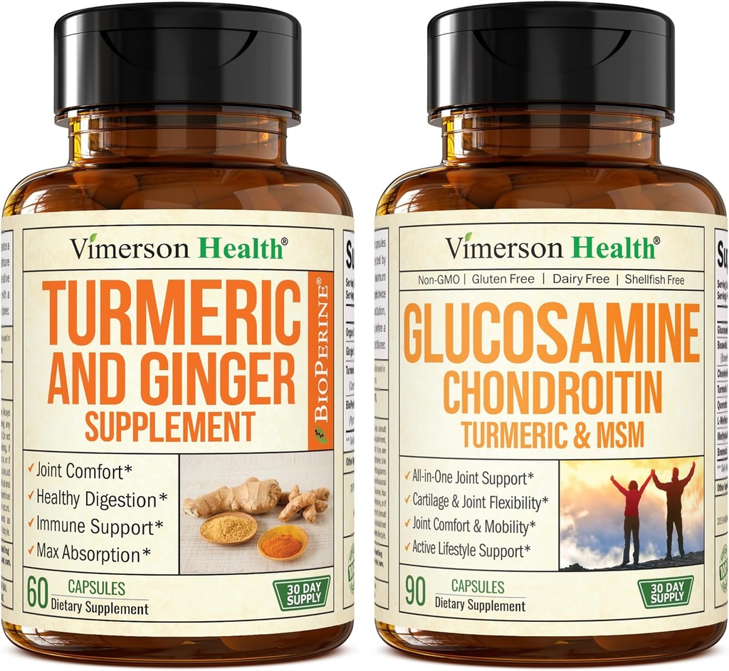 Turmeric Supplement and Ginger Root Joint Support Supplement & Glucosamine Chondroitin MSM and Turmeric Supplement