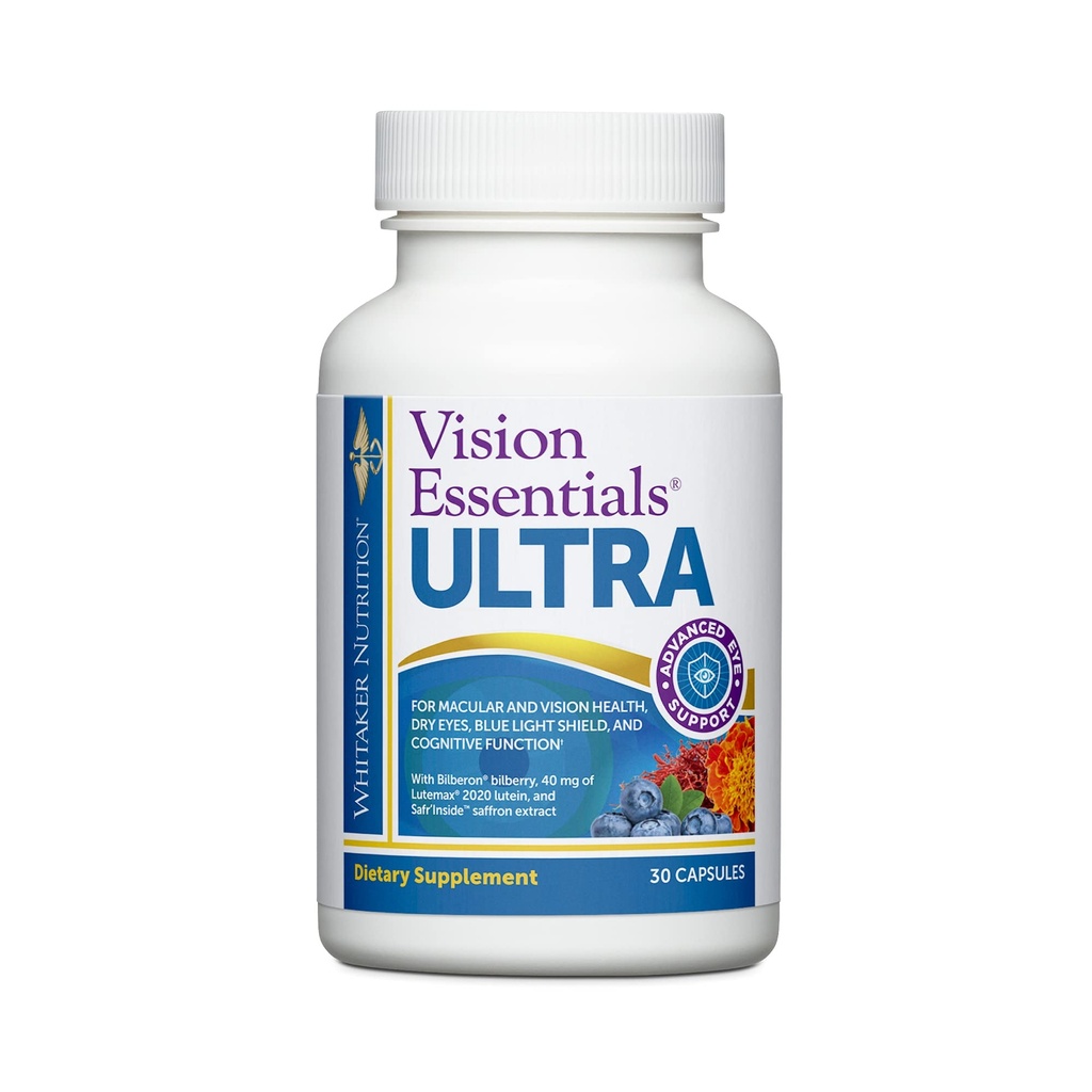 Dr. Whitaker のビジョン エッセンシャル Ultra with Lutein | Macula & Retina Health、Eye Strain、Ocular Pressure、Digital Eye Fatigue、Mood Supportなどの1日限りのPillと包括的なサポート