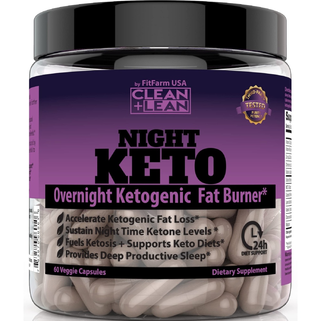 Clean+Lean Night Keto: はじめてのKetogenic脂肪質のバーナー及び睡眠の援助  BHB Ketones + MCTオイルのエキス+ビタミン及び鉱物  24 HRの食事療法の睡眠の大きいLoseの重量 すべての自然及びGF   60の帽子