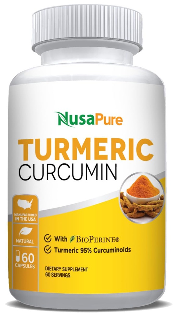NusaPureのターメリックのクルクミン600のmg 60のカプセルのターメリック95%のクルクミノイドの食事療法の補足