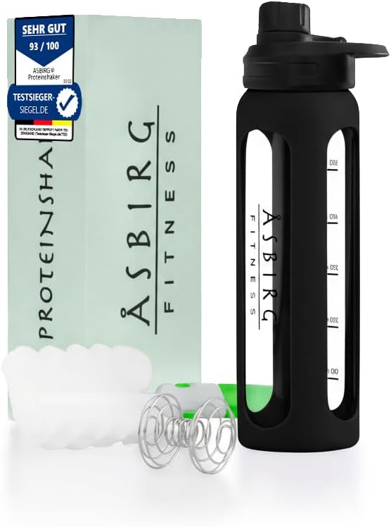 2.0 フィットネス | プロテインシェーカー ガラス製 | プロテインシェーカー | ボトルを飲む | スパイラルボール付き | 24 oz(ブラック)