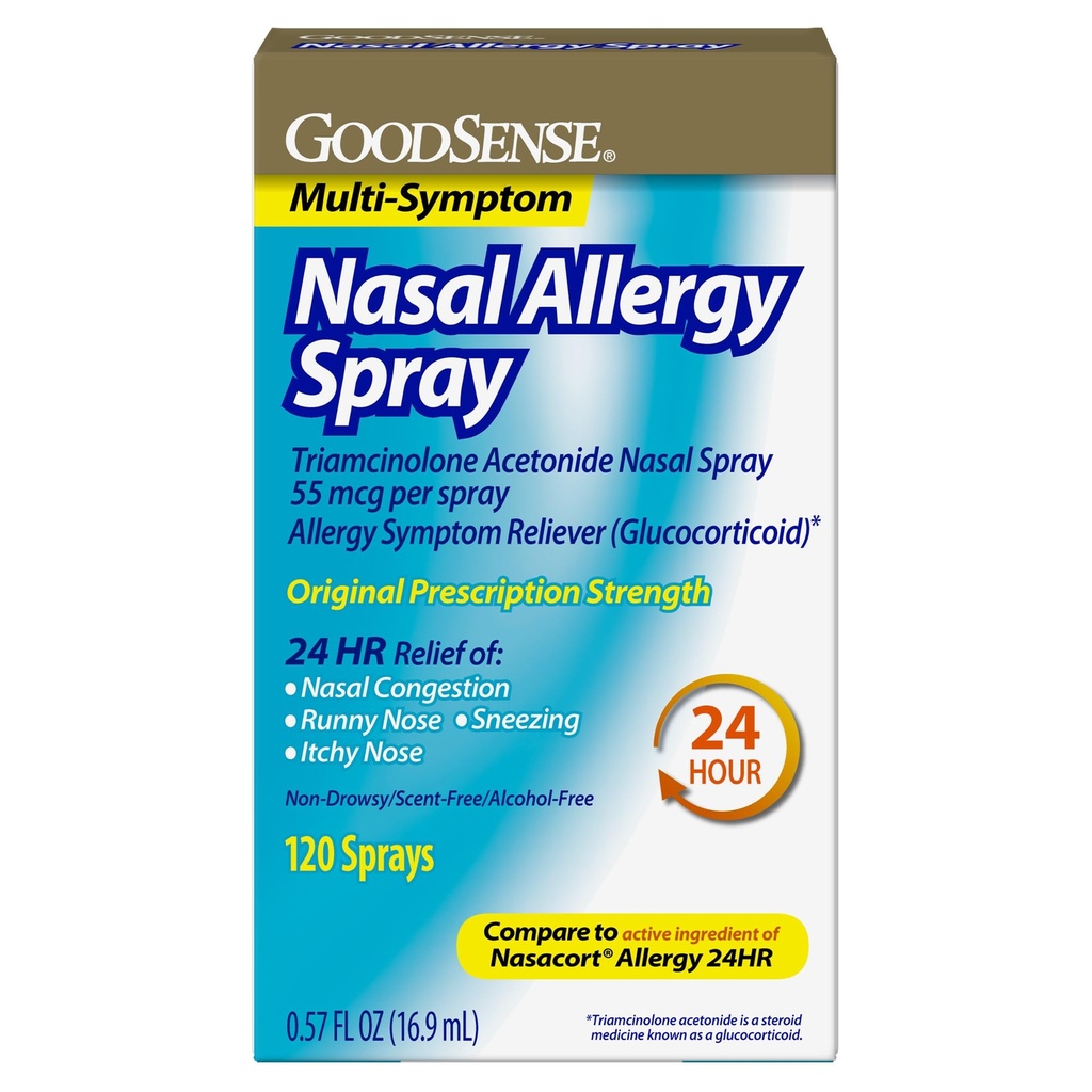 GoodSenseの多症状の鼻のアレルギーのスプレー、Triamcinolone AcetonideのNasalのアレルギーのスプレー、スプレーごとの55 mcg、0.57液体のOunces