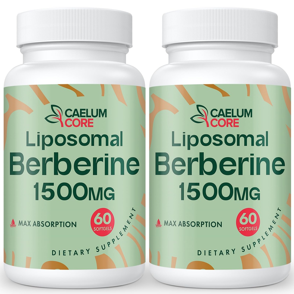 Liposomal Berberine HCL - Berberine 1500mg 高バイオアベイラビリティ、女性と男性のためのバーリンサプリメント(2パック)
