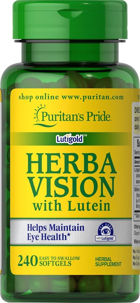Puritan's Pride Herbavision with Lutein, Zeaxanthin, Bilberry Softgels, 240 Count