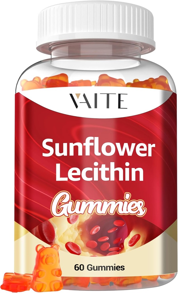 ヒマワリルシチンガミー800mg - ビーガン、非GMO、大豆フリー&グルテンフリー - 毎日栄養をサポート、大人のための簡単なダイジェスト咀嚼、授乳サプリメント、ナチュラルウェルネスサポート - 60ビーガンガミー
