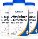 Nutricost L-Arginine L-Ornithine 750mg; 180カプセル(3本のびん)