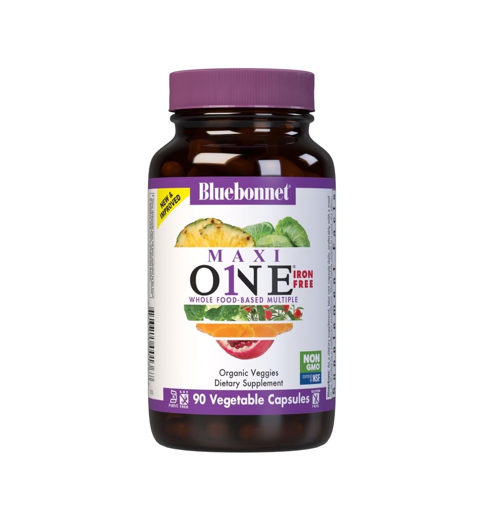 Bluebonnet栄養Maxi 1(鉄なし)、全食品数、酵素、エネルギー、Vitality、Gluten、大豆&グリーンフリー、コーシャ、ベジタリアンフレンドリー、非GMO、90カウント