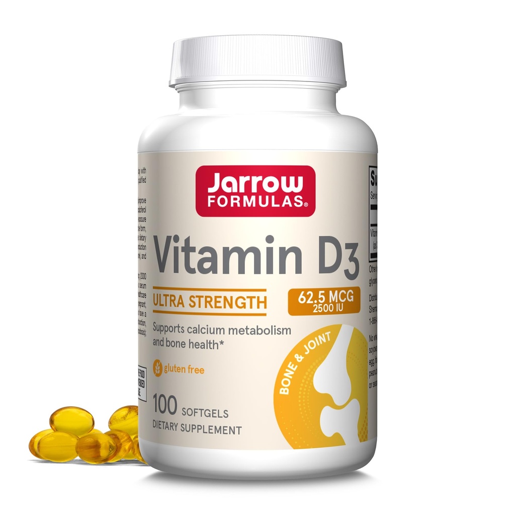 JarrowフォーミュラビタミンD3 62.5 mcg(2,500 IU) - 100サービング(Softgels) - 骨の健康、免疫サポート、カルシウム代謝サポート - ビタミンDサプリメント - D3ビタミン - 2500ビタミンD - グルテンフリー