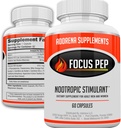 Focus Pep- Over The Counter Stimulants to Speed Up Naturally | Study Alternative and Best Energy Supplements for Nootropic Brain Boosting, 60 Pills