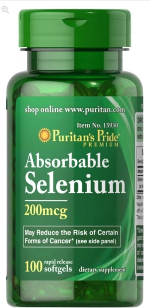 Puritans Pride Selenium 200 mcg Tablets, 100 Count
