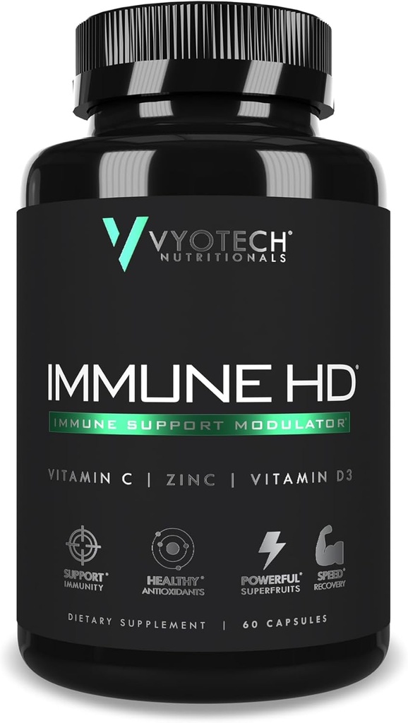 Vyotech Nutritionals Immune HDサポートサプリメント | エルダーベリー、エキナセア、ビタミンC、D3、亜鉛、ターメリック&スーパーフルーツ抗酸化剤 | 免疫健康&ウェルネスフォーミュラ | 60カプセル