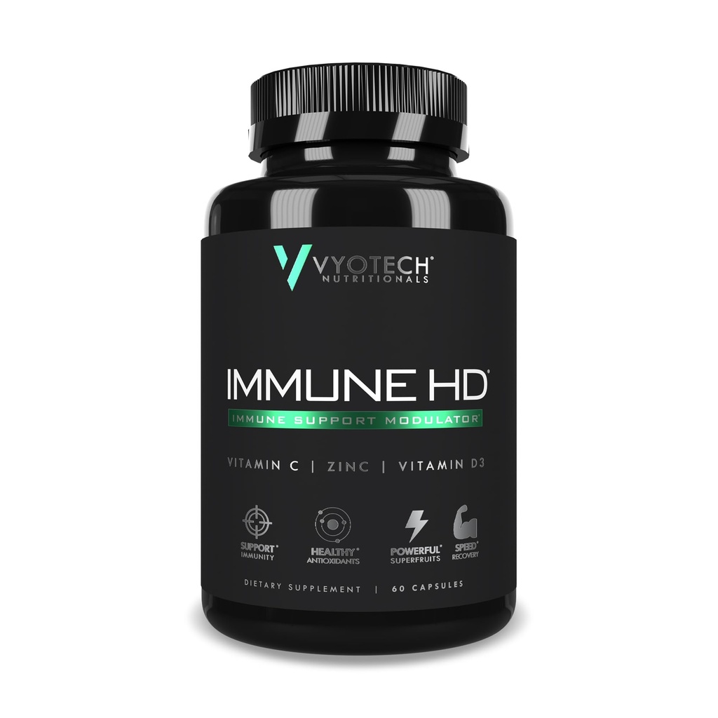 Vyotech Nutritionals Immune HDサポートサプリメント | エルダーベリー、エキナセア、ビタミンC、D3、亜鉛、ターメリック&スーパーフルーツ抗酸化剤 | 免疫健康&ウェルネスフォーミュラ | 60カプセル