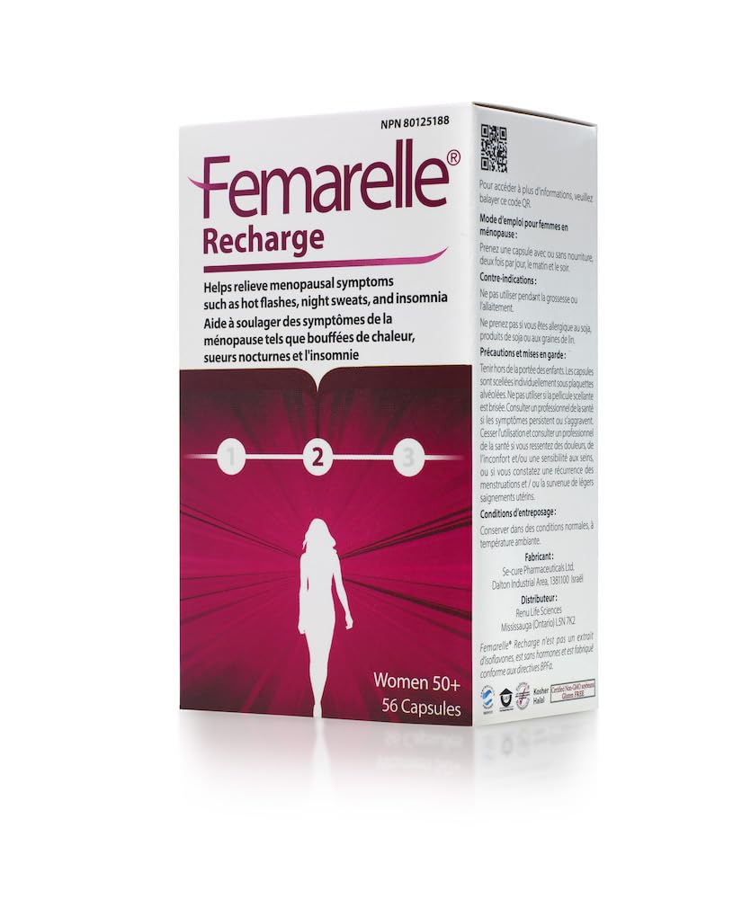 Femarelle®リチャージ - 女性のためのMenopauseサプリメント - 臨床的に実証済みのMenopause救済 - ホットフラッシュ、ナイトスウェット、スリープ&リビドーサポート1ヶ月以内、グルテンフリー、GMOフリー&ホルモン無料