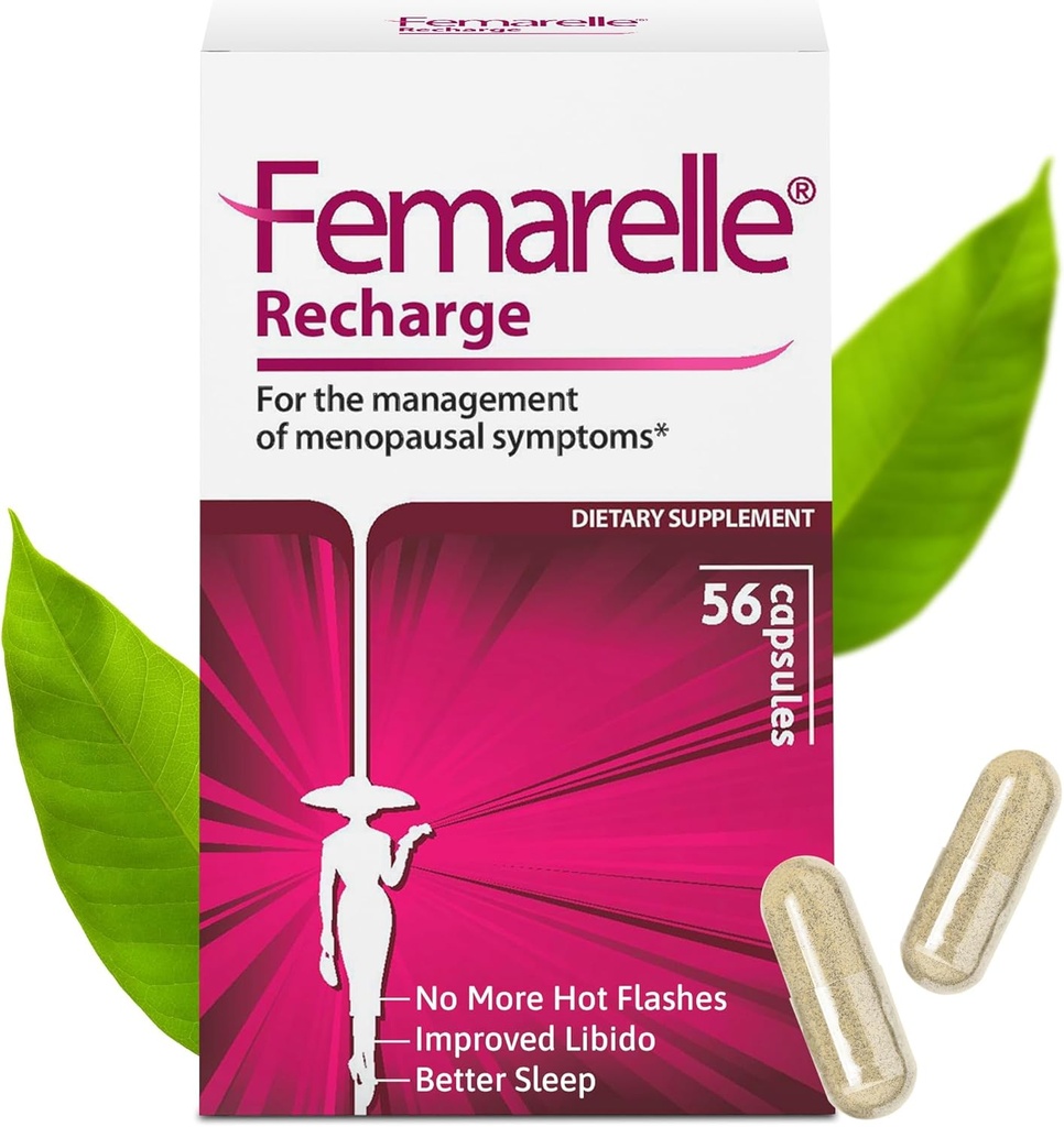 Femarelle®リチャージ - 女性のためのMenopauseサプリメント - 臨床的に実証済みのMenopause救済 - ホットフラッシュ、ナイトスウェット、スリープ&リビドーサポート1ヶ月以内、グルテンフリー、GMOフリー&ホルモン無料