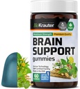 BIO KRAUTER Brain サポートグミ - 60 ビーガン咀嚼 - 天然脳サプリメント - Ashwagandha、Ginkgo Biloba、Bacopa、DMAE、および認知サポートのためのビタミン