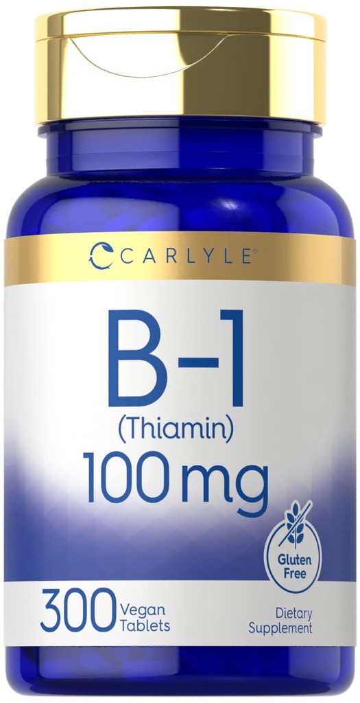 Carlyle B1 ビタミン 100mg | 300錠 | 女性・男性向けサプリメント | ティアミン HCl | ヴィーガン・非GMO・グルテンフリー
