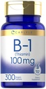 Carlyle B1 ビタミン 100mg | 300錠 | 女性・男性向けサプリメント | ティアミン HCl | ヴィーガン・非GMO・グルテンフリー