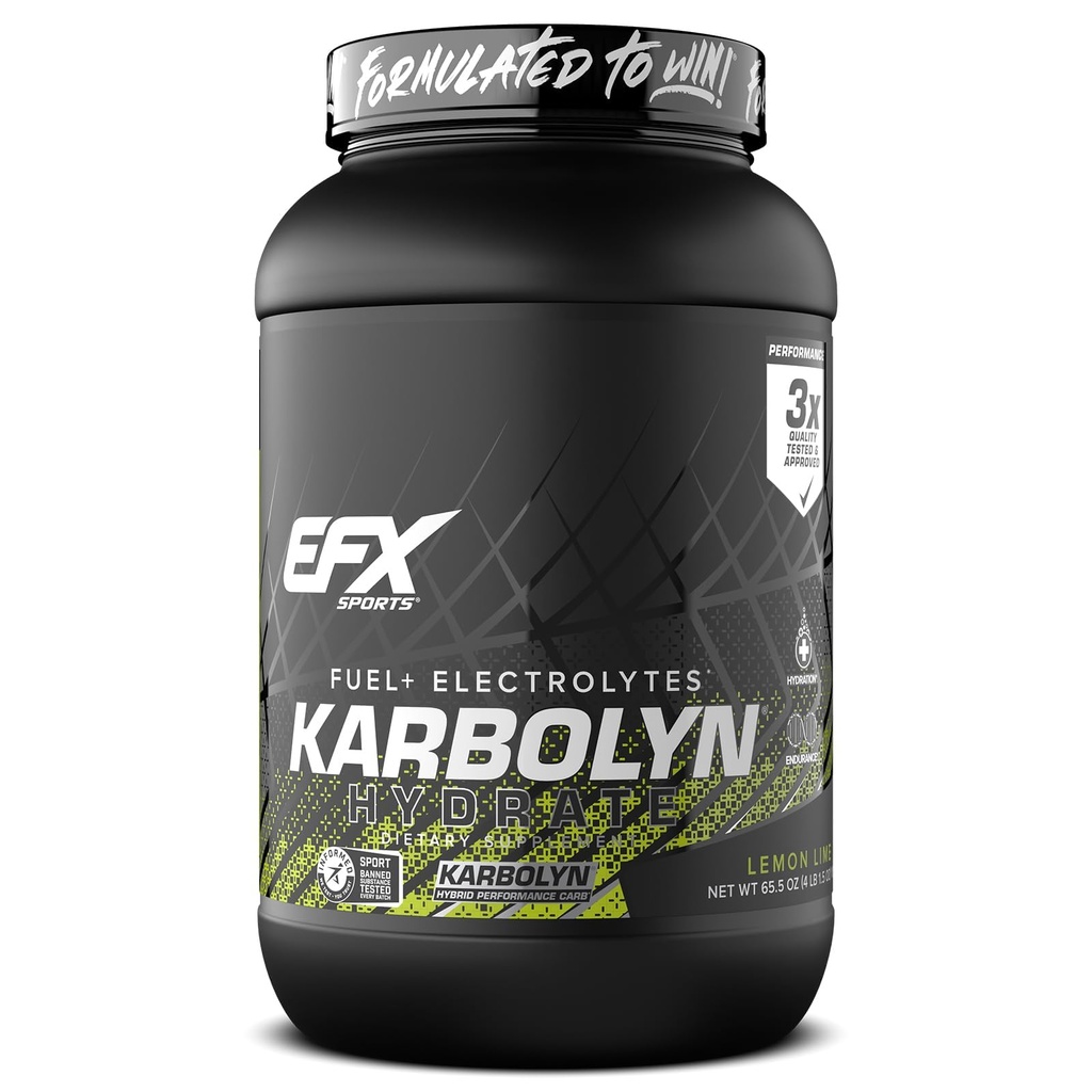 EFXスポーツカルボリンハイドレート | 炭水化物パウダー + 電解液 | 砂糖フリースポーツドリンクミックス | 燃料・水力 | 刺激フリー | 66 サービング(レモンライム)