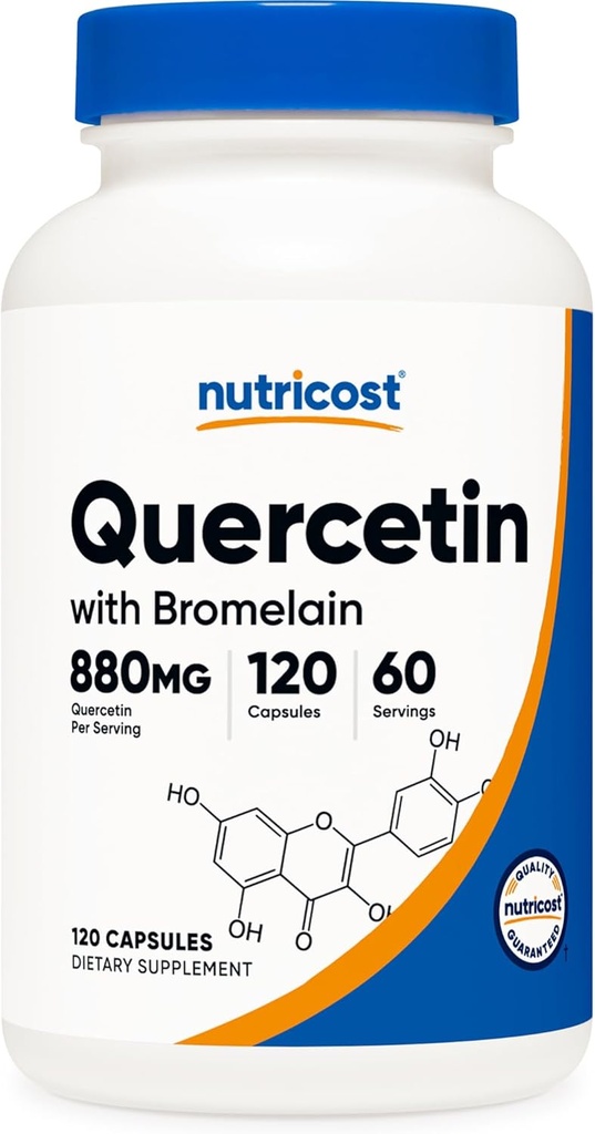 Nutricost Quercetin with Bromelain, 880mg Quercetin + 165mg Bromelain Per サービング, 120 カプセル, 60 サービング (2 キャップ / サービング) - ベジタリアン, 非GMO&グルテンフリー