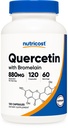 Nutricost Quercetin with Bromelain, 880mg Quercetin + 165mg Bromelain Per サービング, 120 カプセル, 60 サービング (2 キャップ / サービング) - ベジタリアン, 非GMO&グルテンフリー
