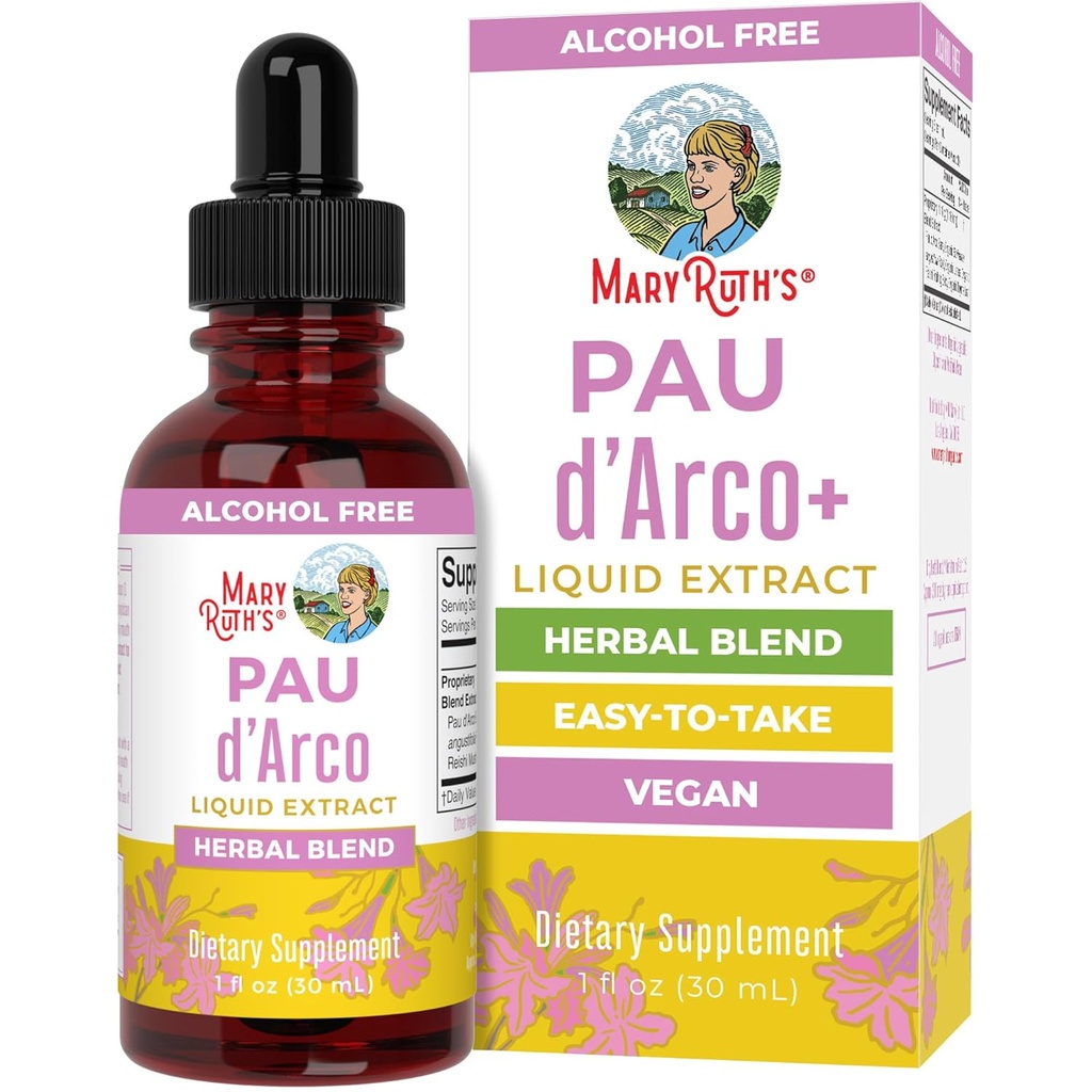MaryRuth Organics PAU D'Arco Herbal Blend | レーシマッシュルーム | エキナセア・アンガスティフォリア・ルート | ユナイテッド・リチェン | タイムリーフ | ヴィーガン | 非GMOプロジェクト 検証済み | グルテンフリー | 30 サービング | 1 Fl Oz
