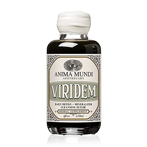 Anima Mundi Apothecary Viridem Greens Detox Elixir - GI & 肝臓デトックス液体サプリメント、クロロフィル、モリンガ + 有機クロレラと天然ハーブクレンジング - ジュース&紅茶(4oz / 118ml)に追加